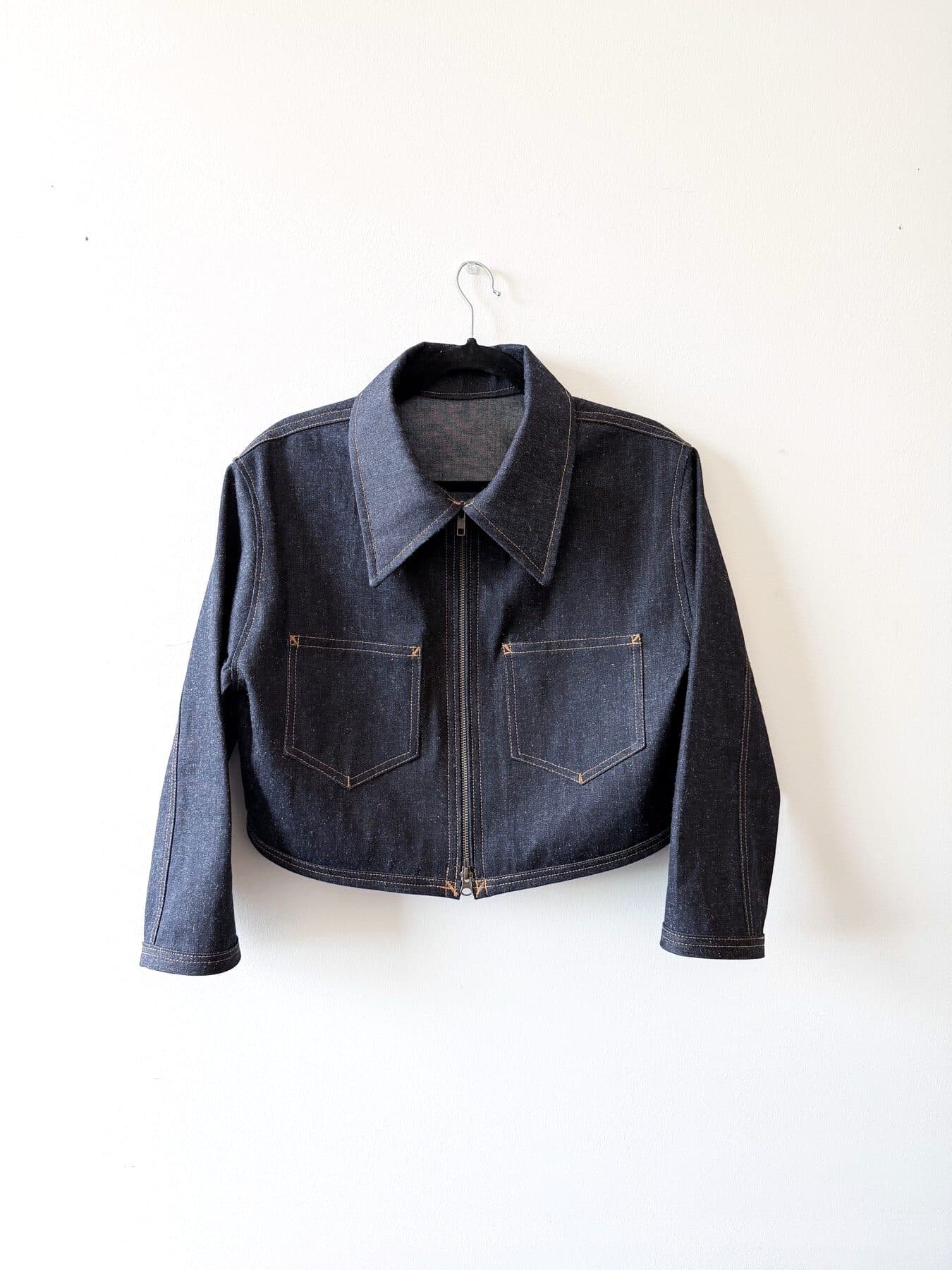 Women’s Work Coat, 11 oz. indigo selvage, on the hanger